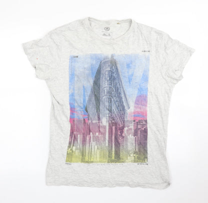 Womens UK Size M Blue Inc Grey Basic T-Shirt