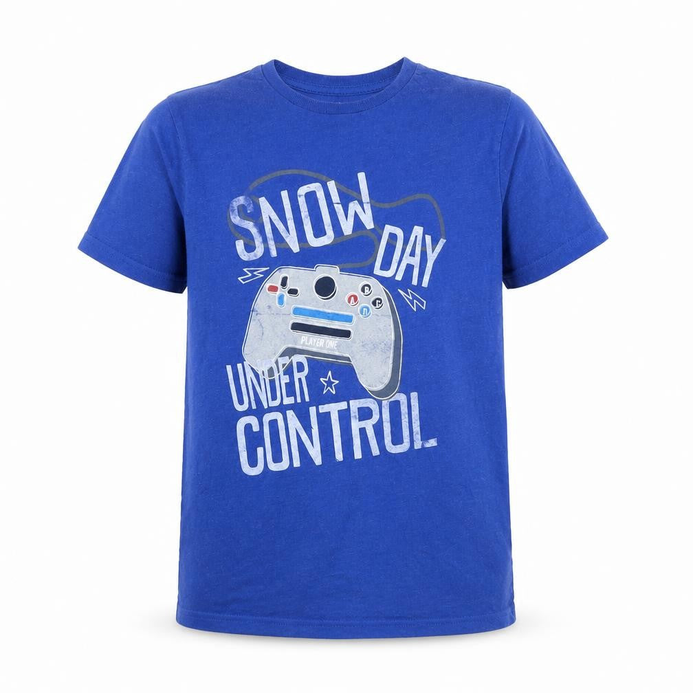 Front view of Marks & Spencer boys’ blue basic t-shirt, size 10, years