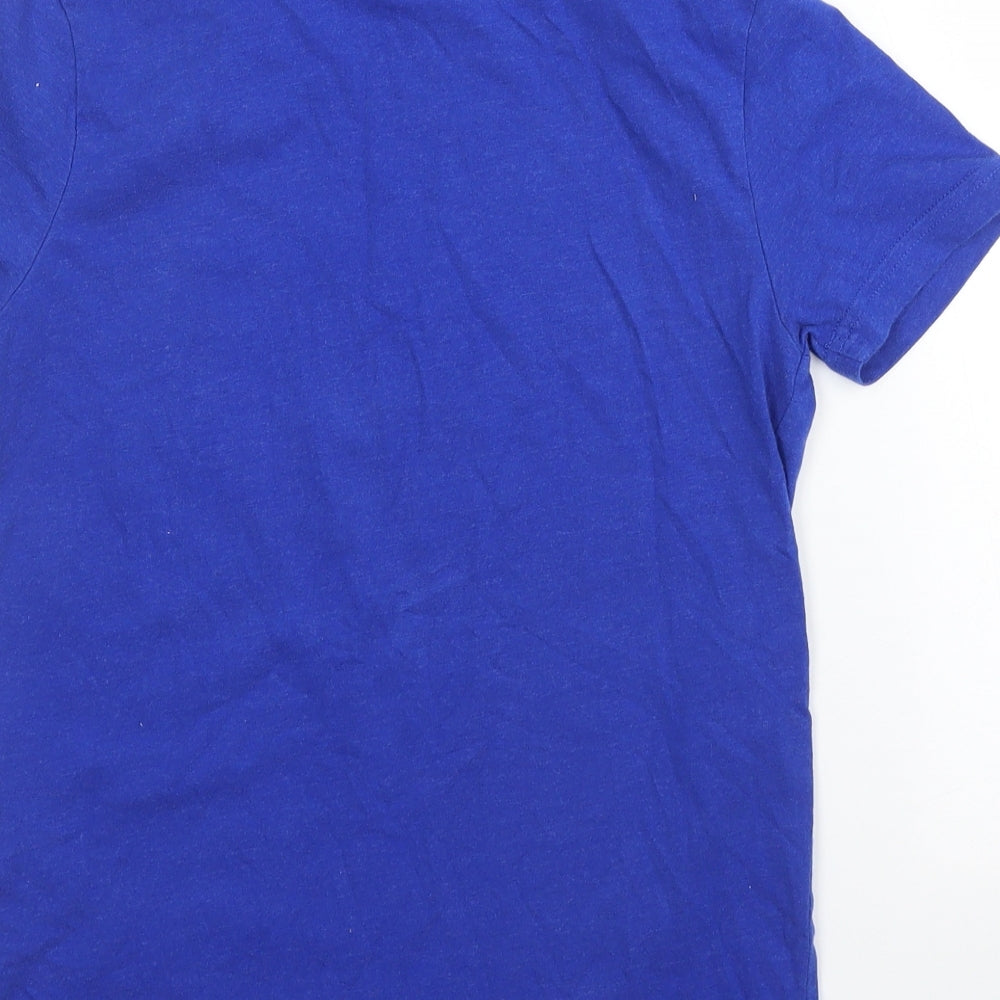 Brand and care label for Marks & Spencer boys’ blue basic t-shirt, size 10, years