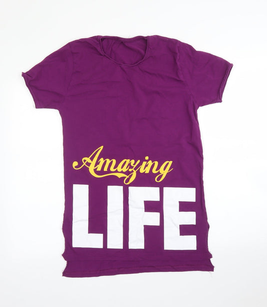 Womens UK Size M Preworn Purple Tunic T-Shirt