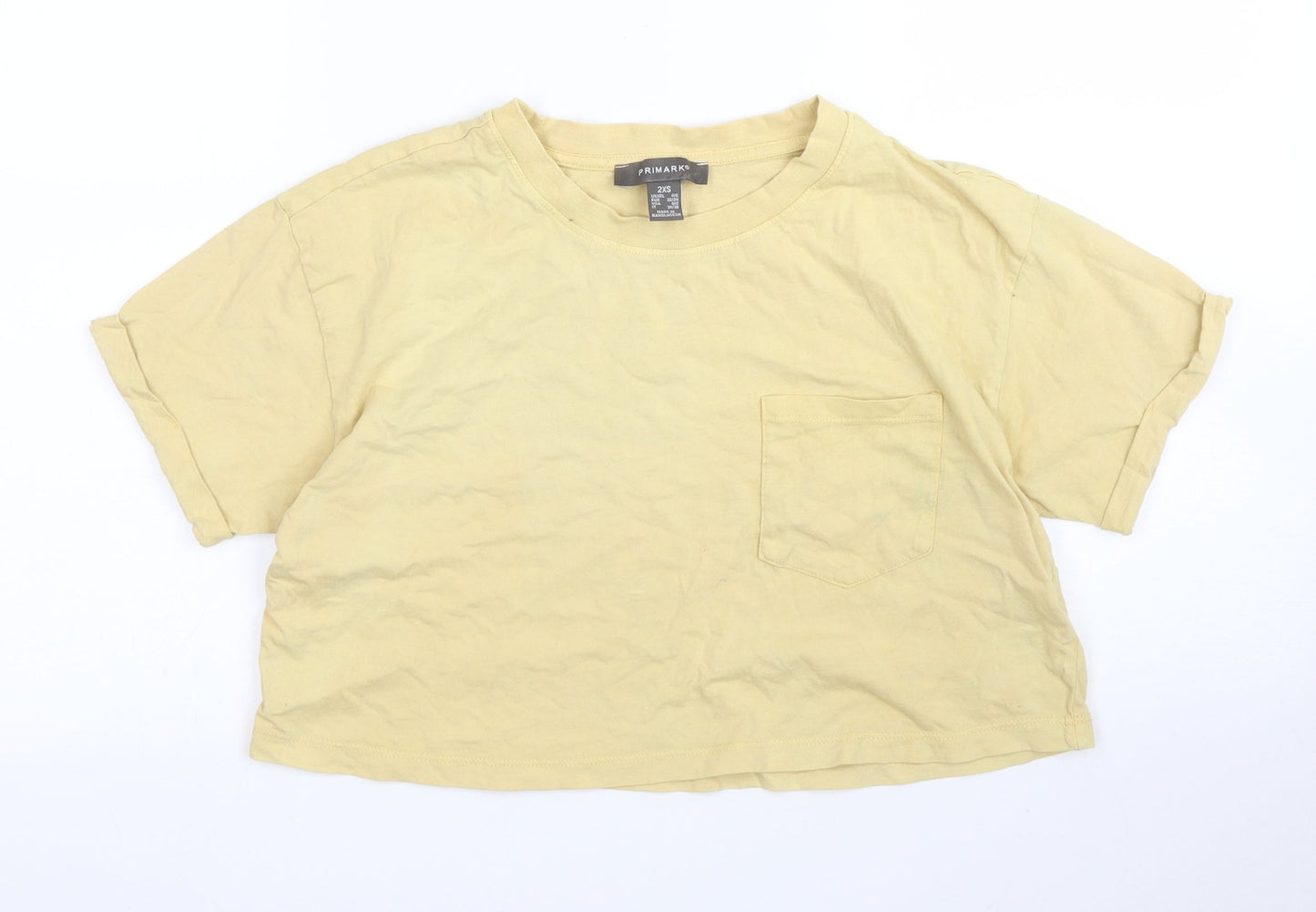Primark Womens Yellow   Cropped T-Shirt Size 2XS