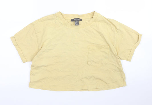 Primark Womens Yellow   Cropped T-Shirt Size 2XS