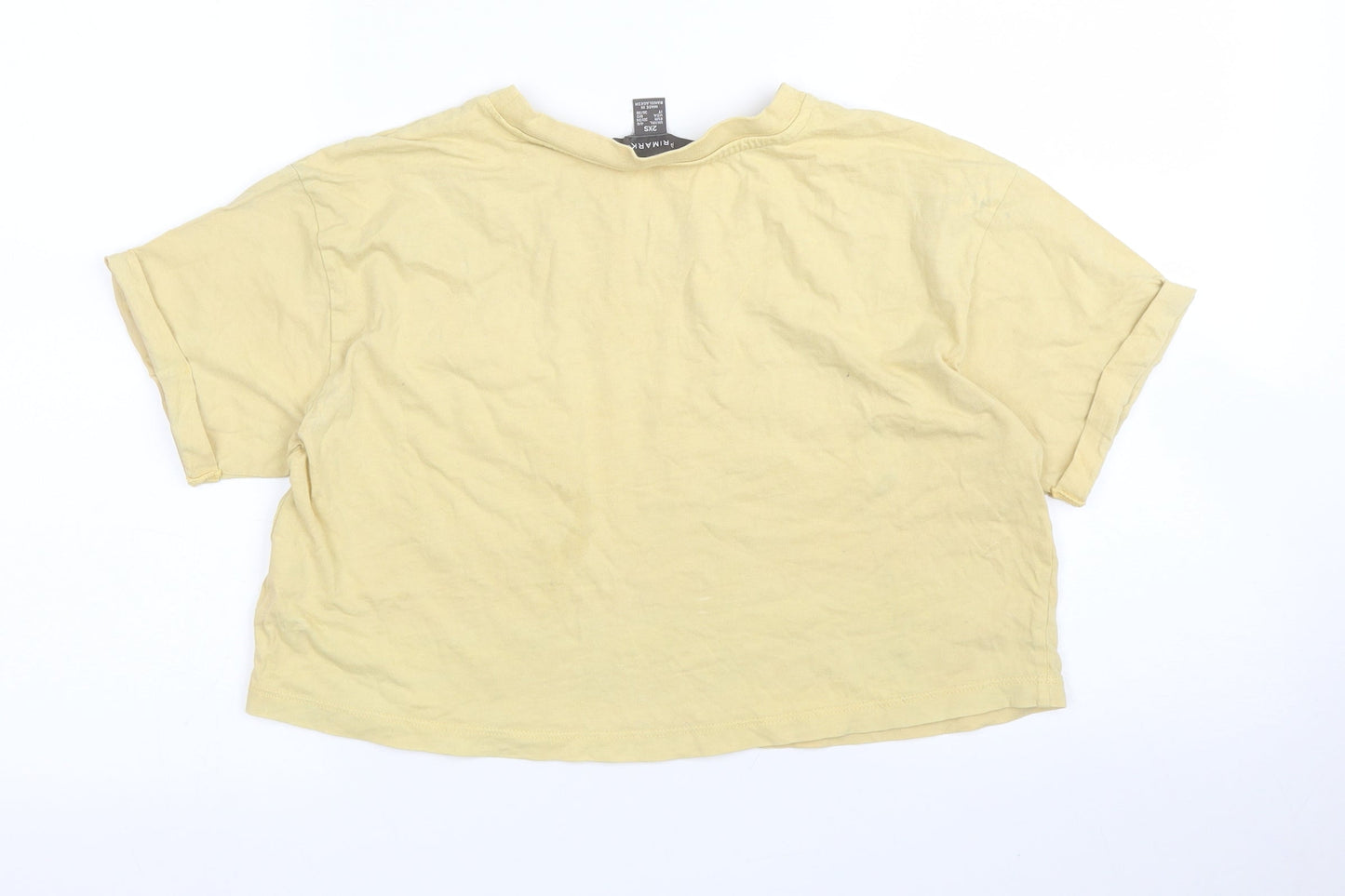 Primark Womens Yellow   Cropped T-Shirt Size 2XS