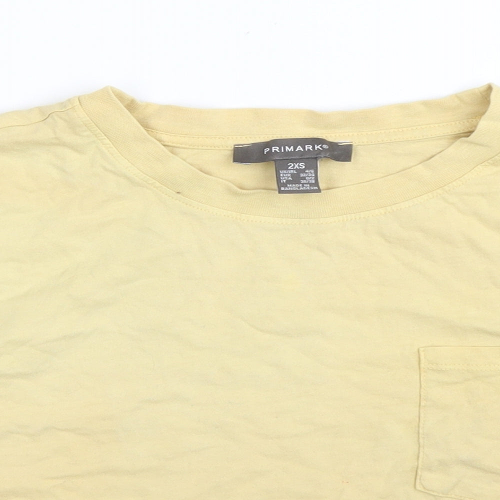 Primark Womens Yellow   Cropped T-Shirt Size 2XS