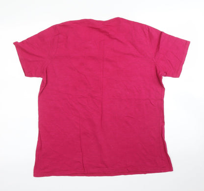 EWM Womens Pink Floral  Basic T-Shirt Size L