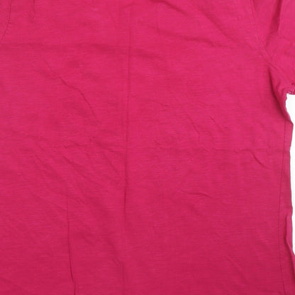 EWM Womens Pink Floral  Basic T-Shirt Size L