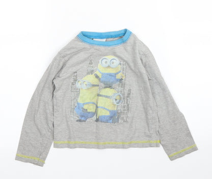 Minions Boys Grey Solid   Pyjama Set Size 3 Years