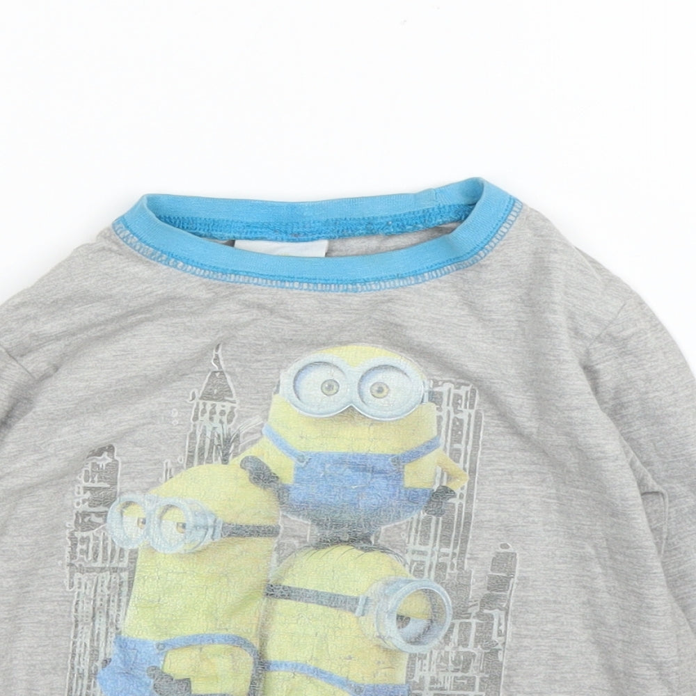 Minions Boys Grey Solid   Pyjama Set Size 3 Years