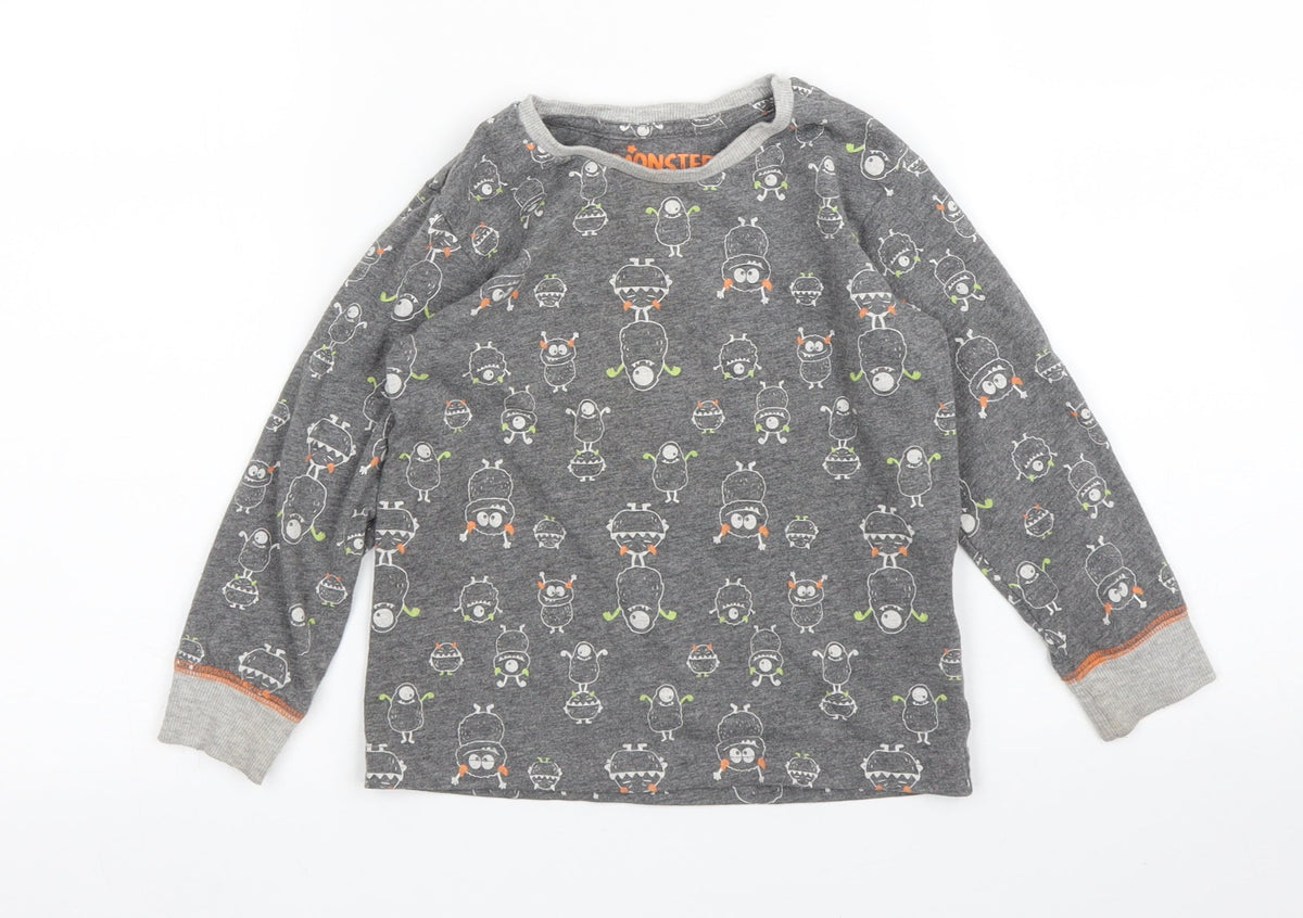 Additional front view of Matalan boys’ grey solid pyjama top, size 2-3, years