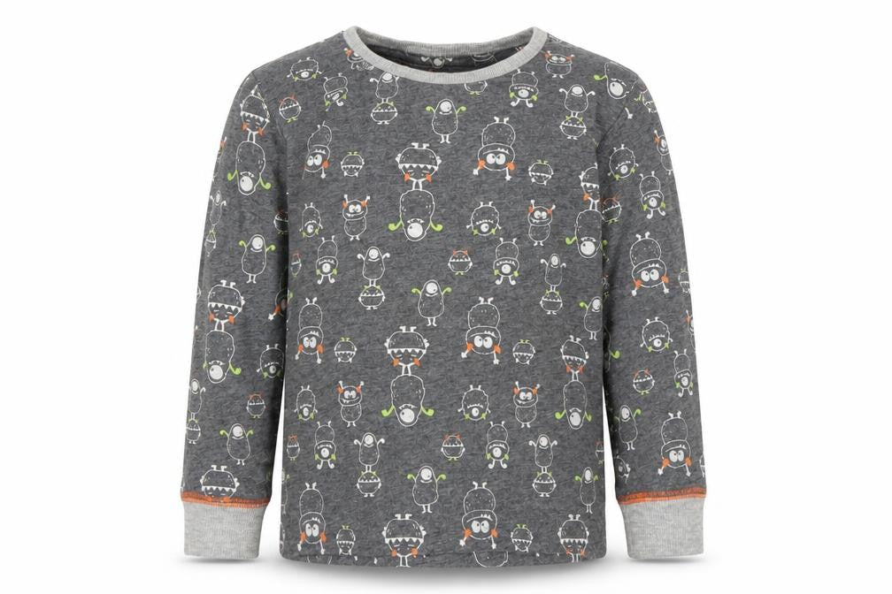 Front view of Matalan boys’ grey solid pyjama top, size 2-3, years