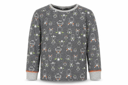 Front view of Matalan boys’ grey solid pyjama top, size 2-3, years