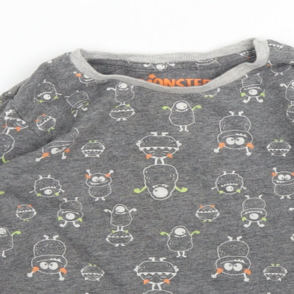 Close-up detail of Matalan boys’ grey solid pyjama top, size 2-3, years