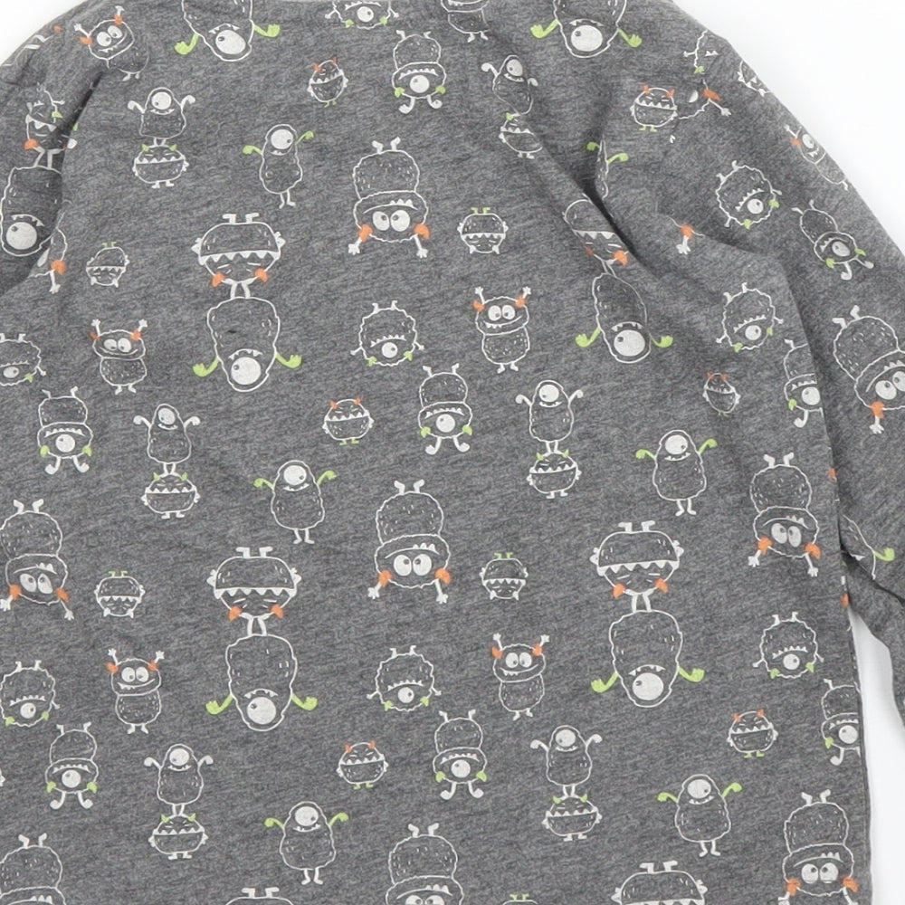 Brand and care label for Matalan boys’ grey solid pyjama top, size 2-3, years