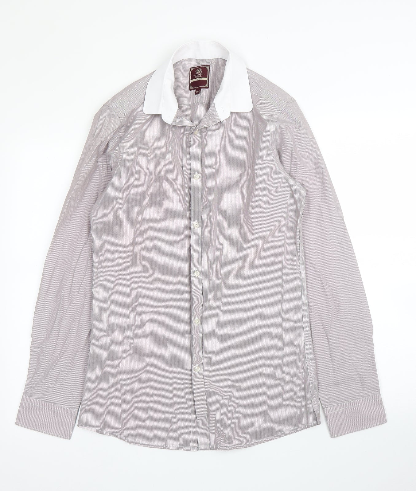 Mens UK Size 14.5 NEXT Purple  Button-Up Long Sleeve Casual Shirt