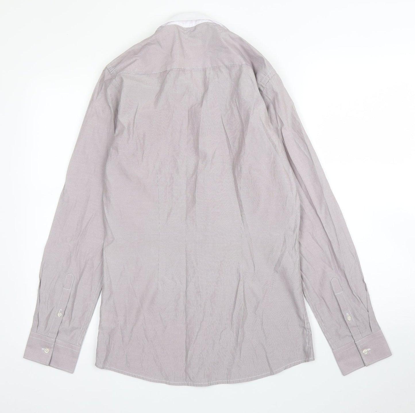 Mens UK Size 14.5 NEXT Purple  Button-Up Long Sleeve Casual Shirt