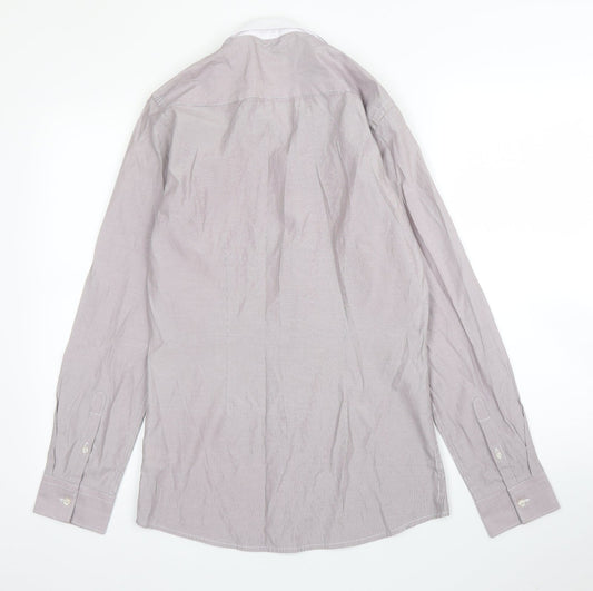 Mens UK Size 14.5 NEXT Purple  Button-Up Long Sleeve Casual Shirt
