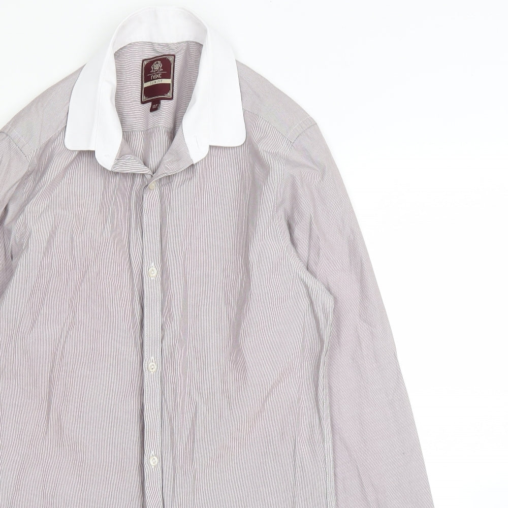 Mens UK Size 14.5 NEXT Purple  Button-Up Long Sleeve Casual Shirt
