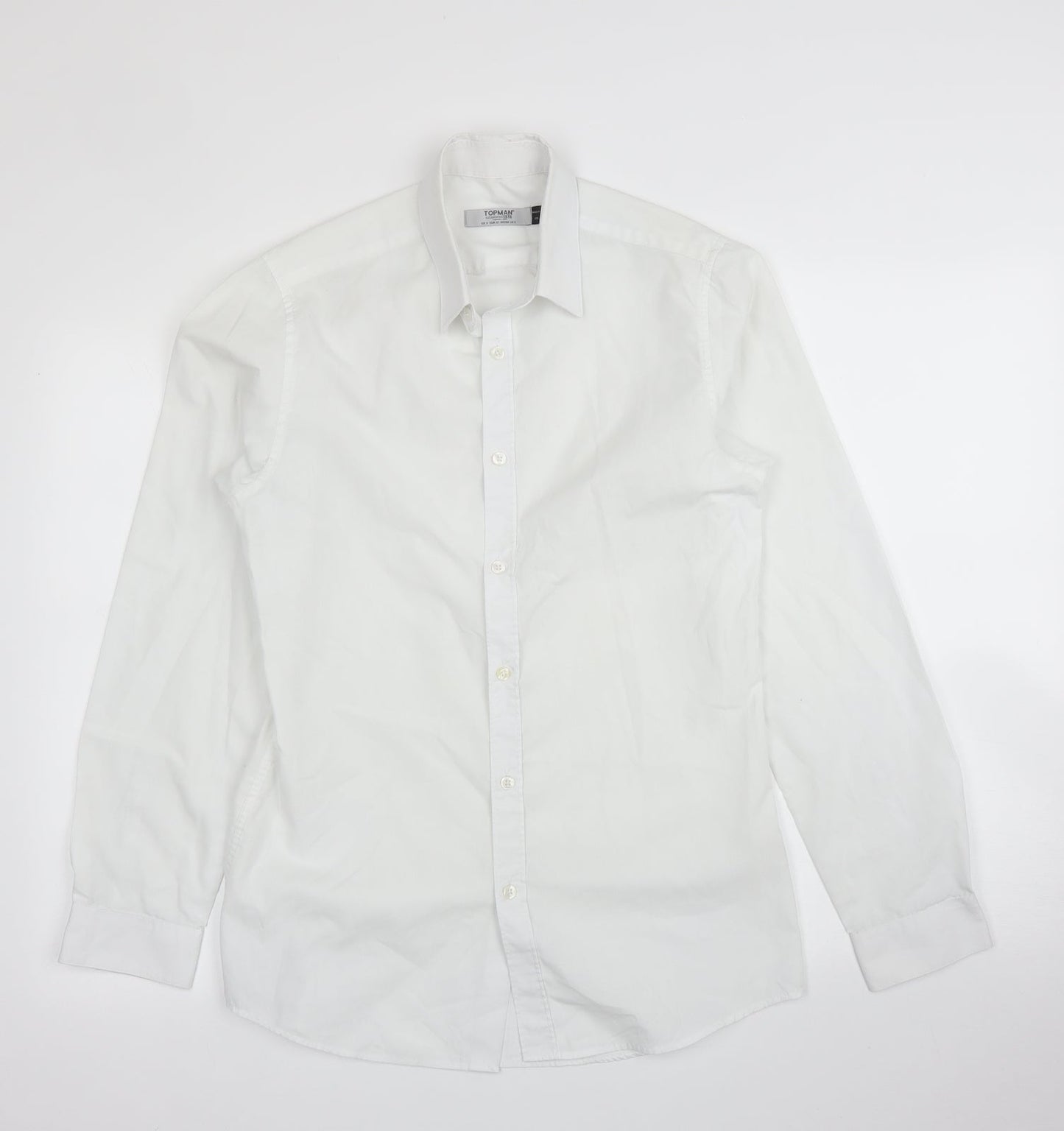 Mens UK Size S Topman White  Button-Up Long Sleeve Casual Shirt