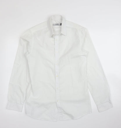 Mens UK Size S Topman White  Button-Up Long Sleeve Casual Shirt