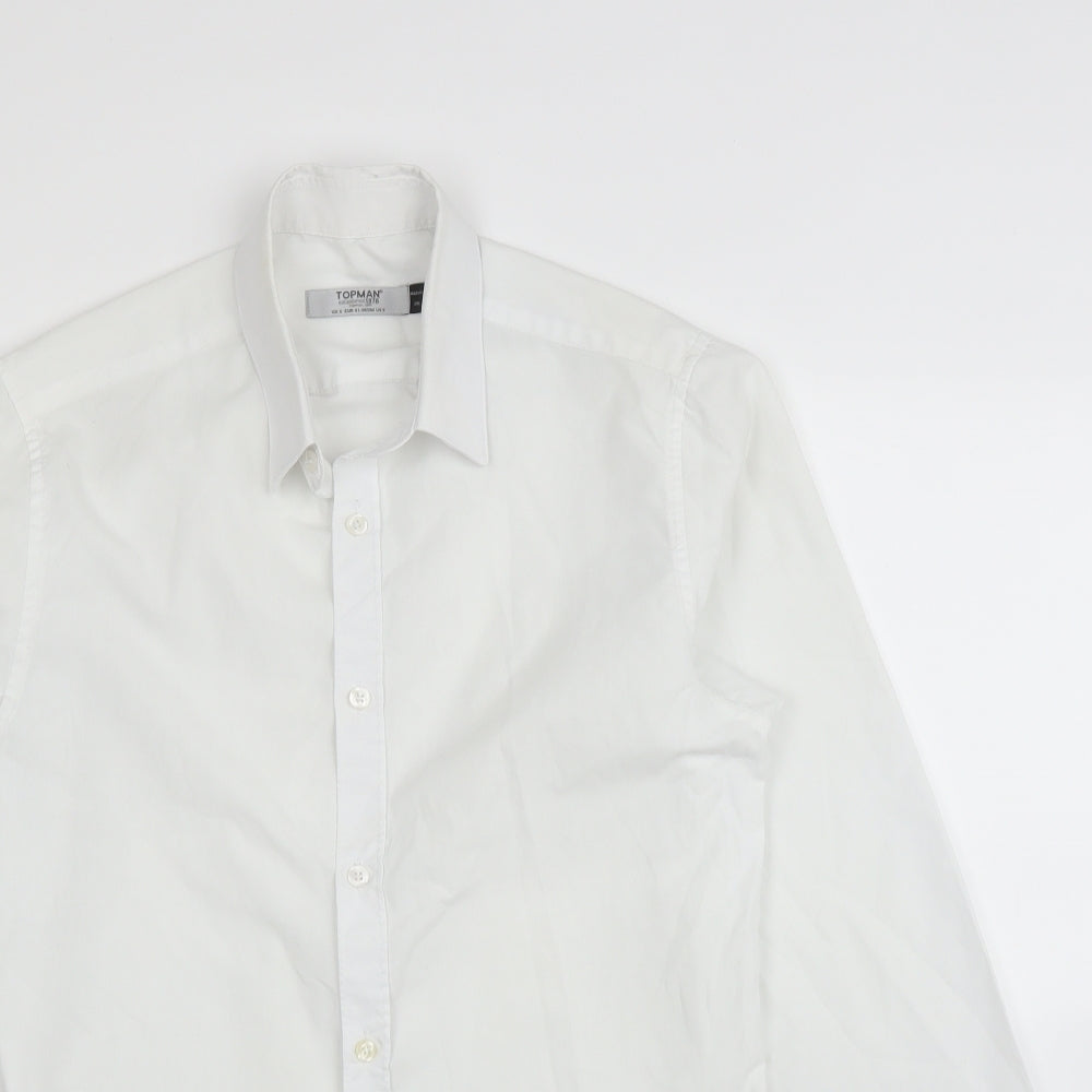 Mens UK Size S Topman White  Button-Up Long Sleeve Casual Shirt
