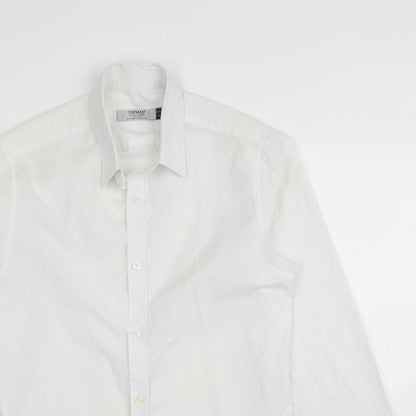 Mens UK Size S Topman White  Button-Up Long Sleeve Casual Shirt