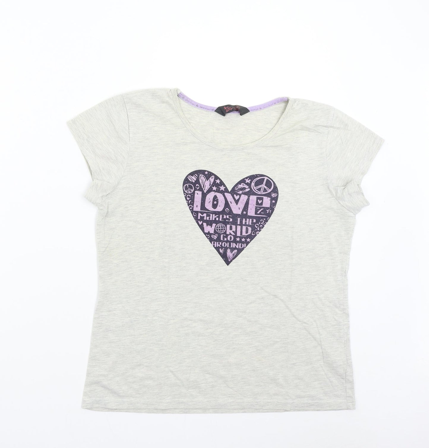 Primark Womens Grey Solid  Top Pyjama Top Size 10