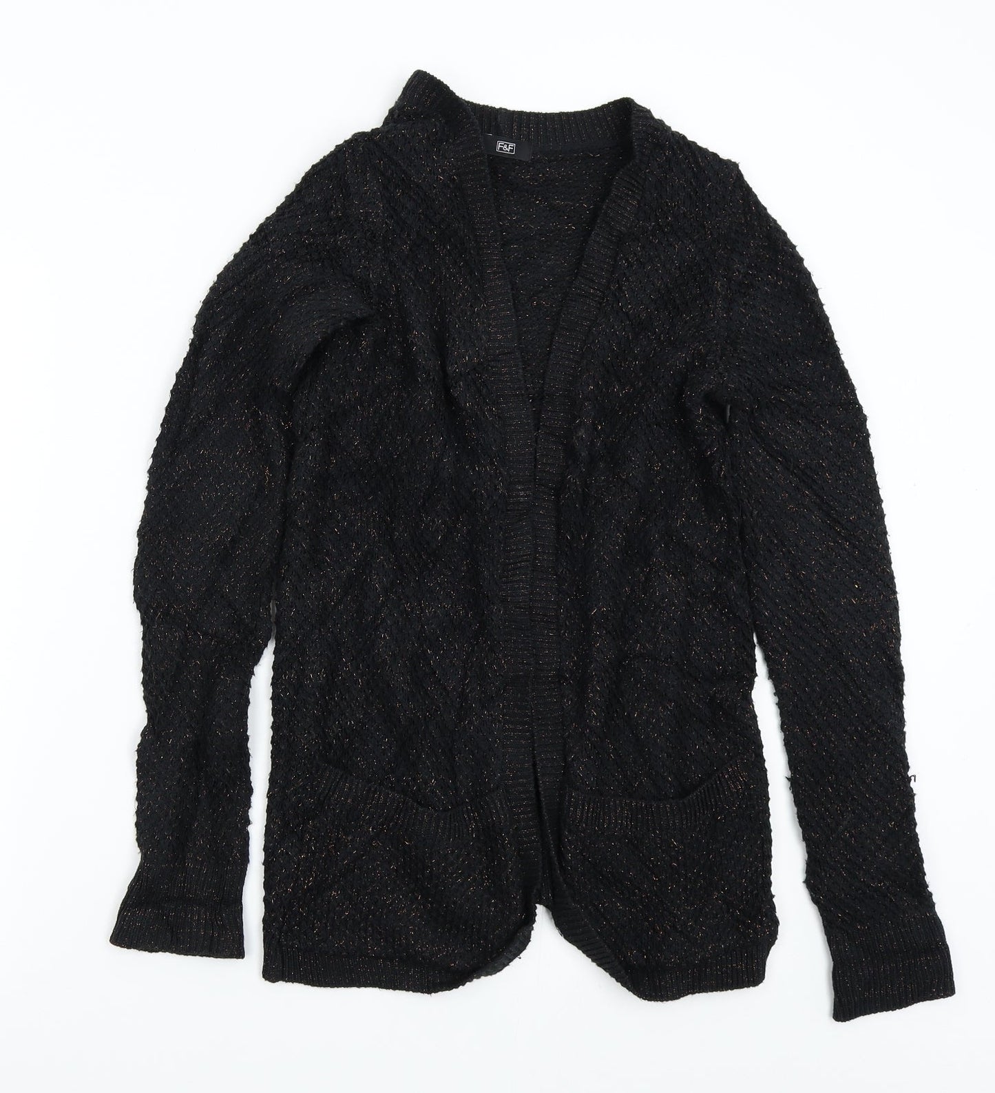 F&F Womens Black  Knit Cardigan Jumper Size 10