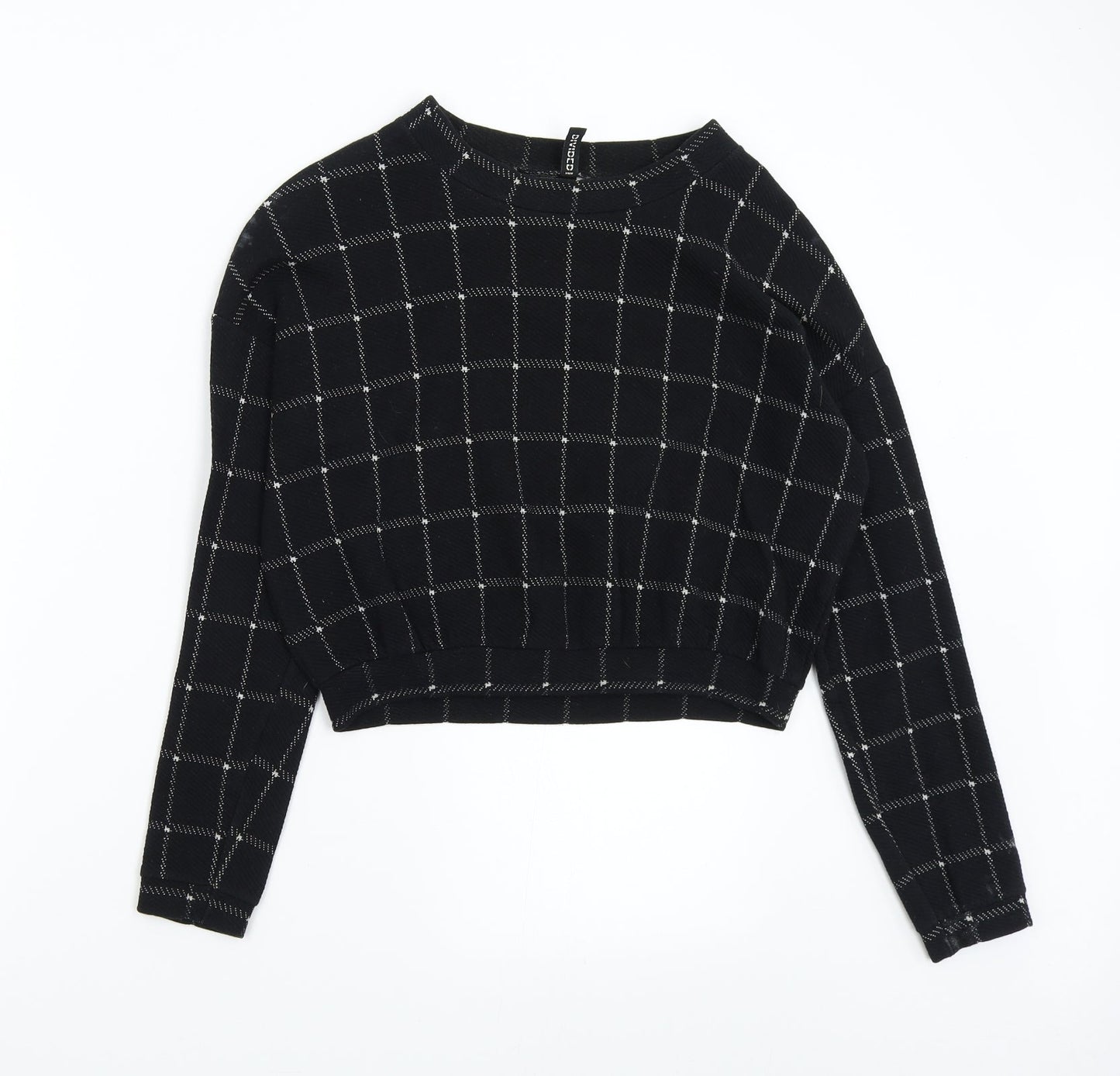 H&M Womens Black Check  Pullover Sweatshirt Size XS