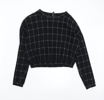 H&M Womens Black Check  Pullover Sweatshirt Size XS