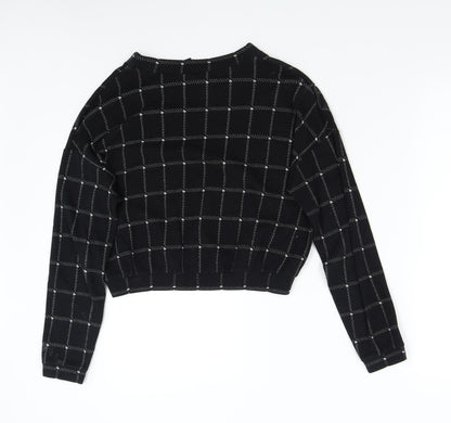 H&M Womens Black Check  Pullover Sweatshirt Size XS