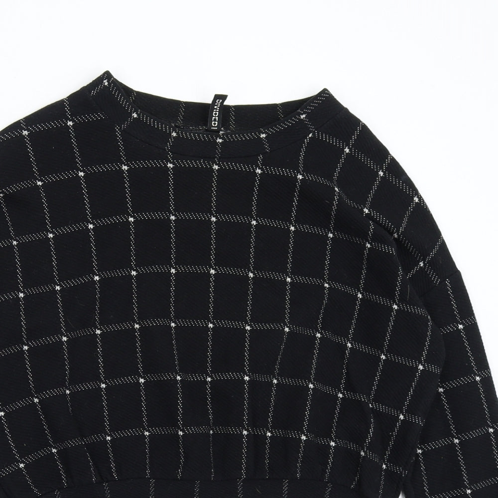 H&M Womens Black Check  Pullover Sweatshirt Size XS