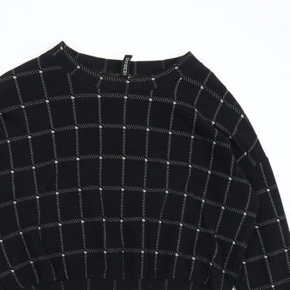 H&M Womens Black Check  Pullover Sweatshirt Size XS