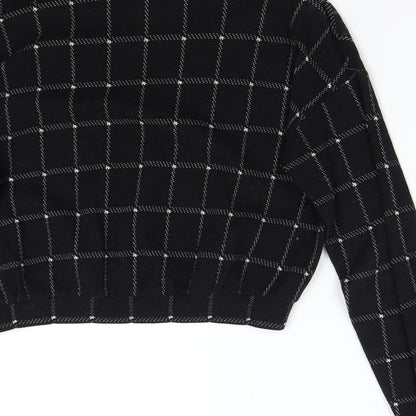 H&M Womens Black Check  Pullover Sweatshirt Size XS
