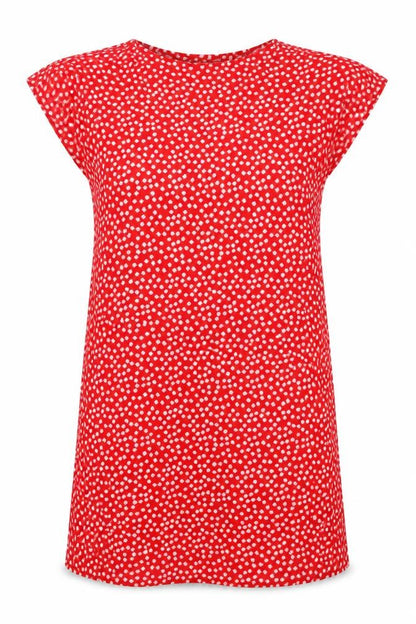Front view of SHEIN women’s red floral slip dress, size UK 8