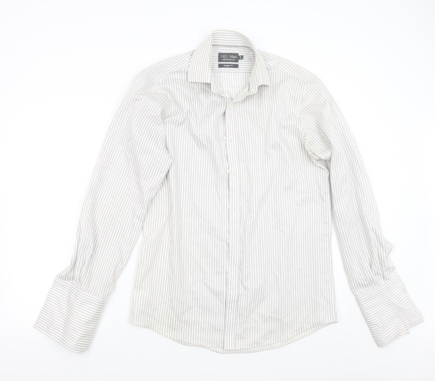 Mens UK Size 15 M&S Multicoloured  Button-Up Long Sleeve Casual Shirt