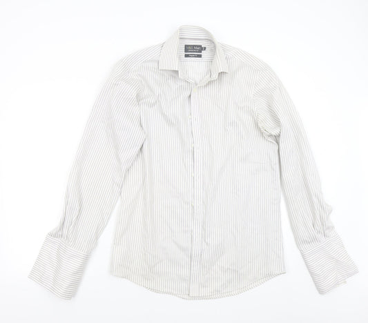 Mens UK Size 15 M&S Multicoloured  Button-Up Long Sleeve Casual Shirt