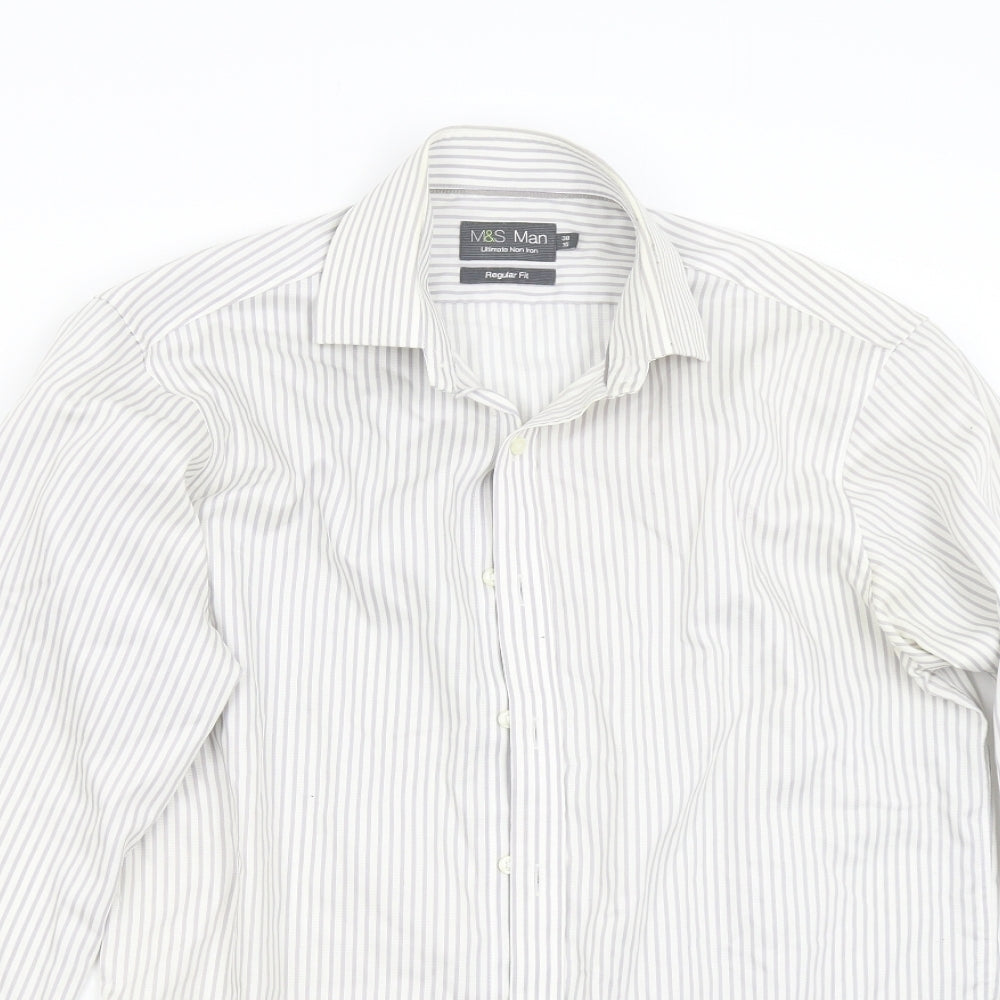 Mens UK Size 15 M&S Multicoloured  Button-Up Long Sleeve Casual Shirt