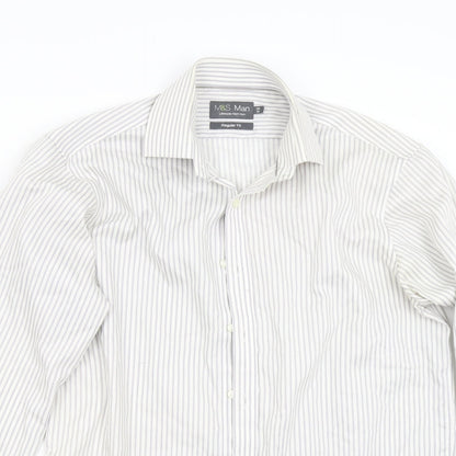 Mens UK Size 15 M&S Multicoloured  Button-Up Long Sleeve Casual Shirt