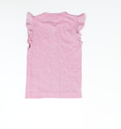 River Island Girls Pink  Knit Pullover Jumper Size 9-10 Years
