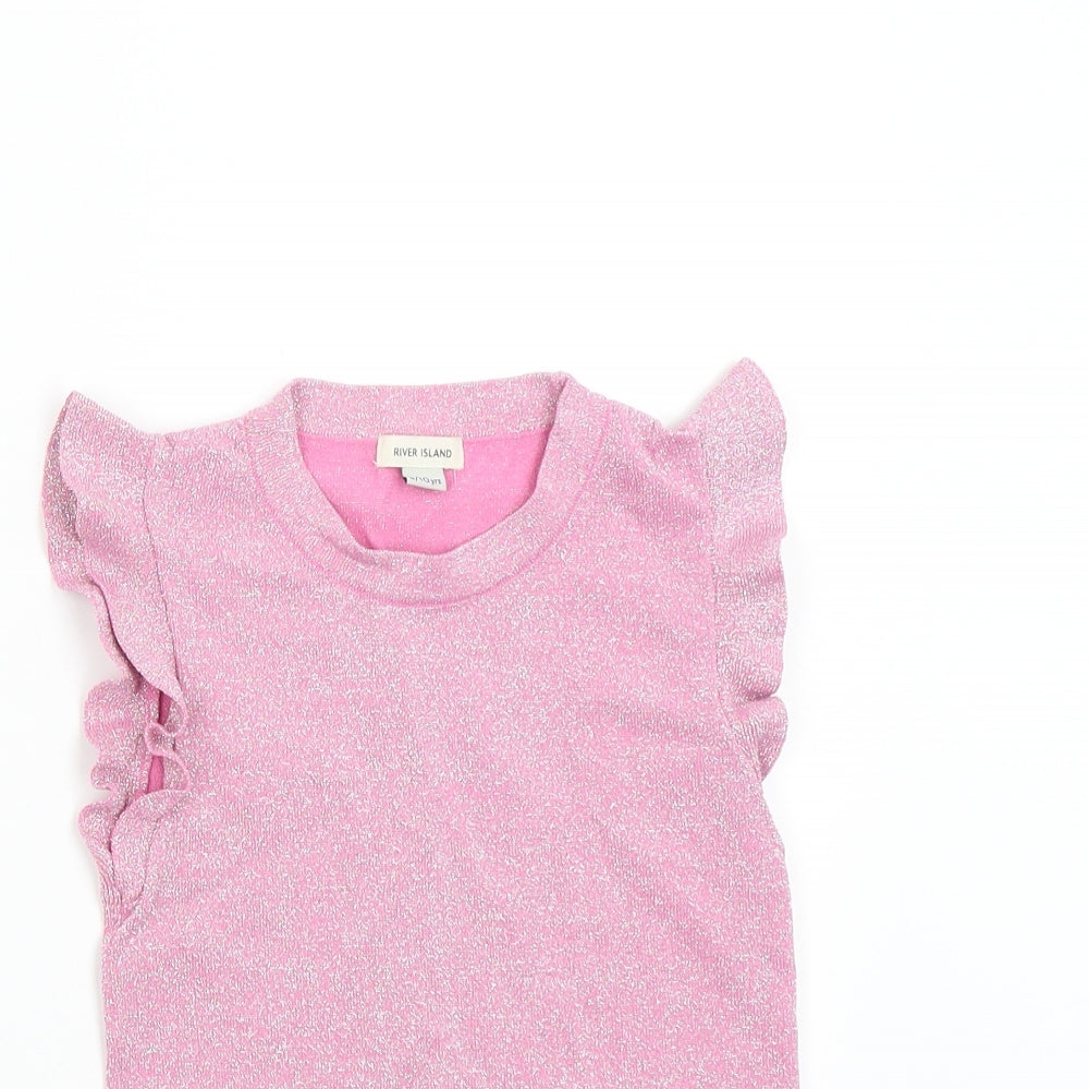 River Island Girls Pink  Knit Pullover Jumper Size 9-10 Years