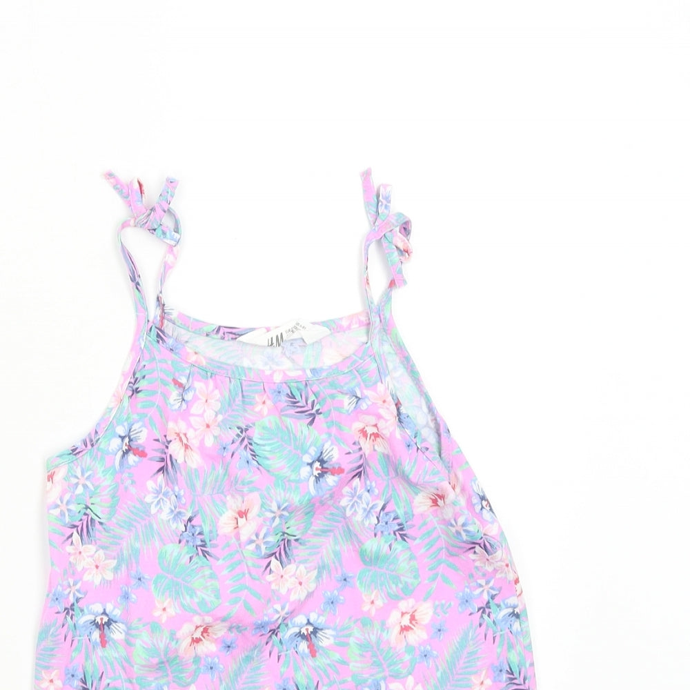 H&M Girls Multicoloured Floral  Basic T-Shirt Size 6-7 Years