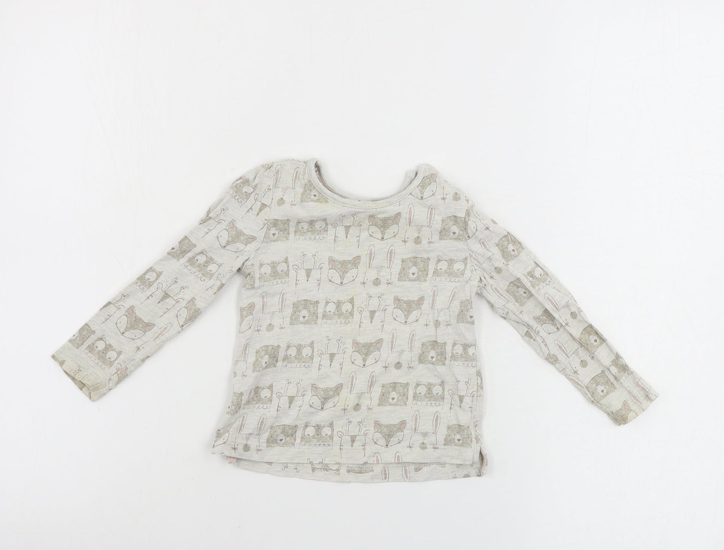 TU Girls Grey Animal Print  Basic T-Shirt Size 9-12 Months