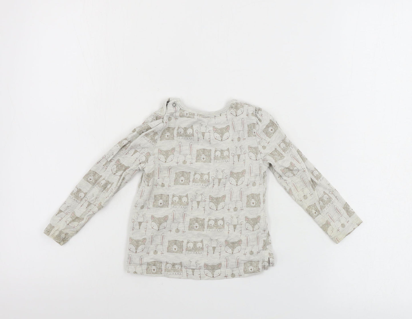 TU Girls Grey Animal Print  Basic T-Shirt Size 9-12 Months