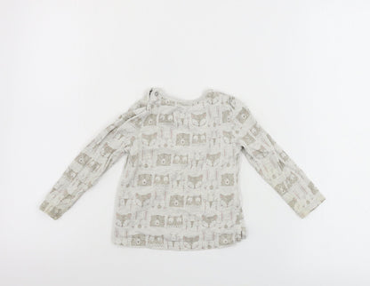 TU Girls Grey Animal Print  Basic T-Shirt Size 9-12 Months