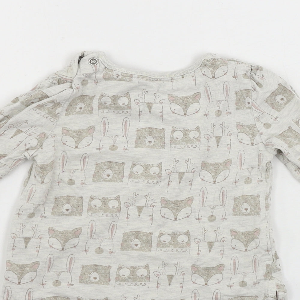 TU Girls Grey Animal Print  Basic T-Shirt Size 9-12 Months