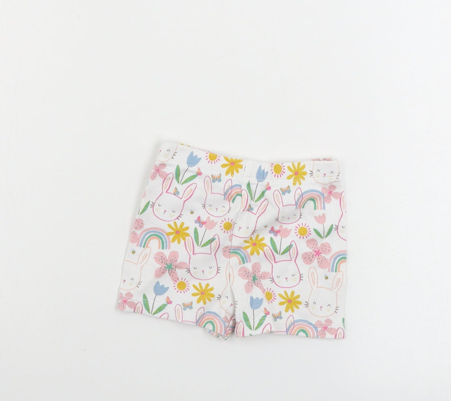 F&F  Girls White Animal Print  Cropped Trousers Size 3-6 Months