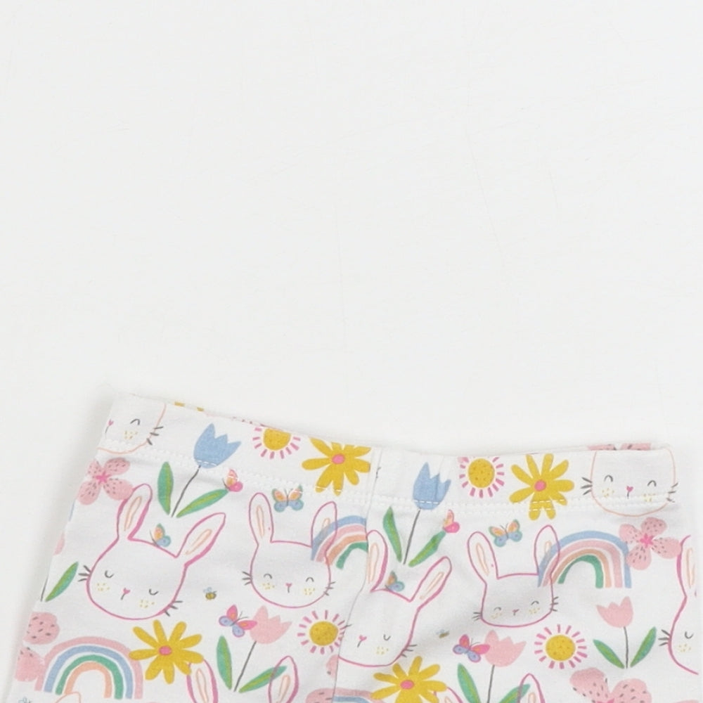 F&F  Girls White Animal Print  Cropped Trousers Size 3-6 Months