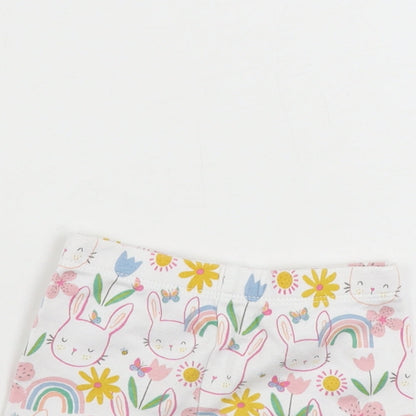 F&F  Girls White Animal Print  Cropped Trousers Size 3-6 Months