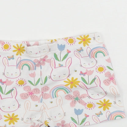 F&F  Girls White Animal Print  Cropped Trousers Size 3-6 Months