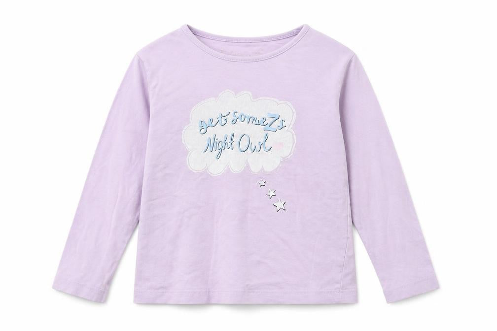 Front view of Primark girls’ purple basic t-shirt, size 5-6, years